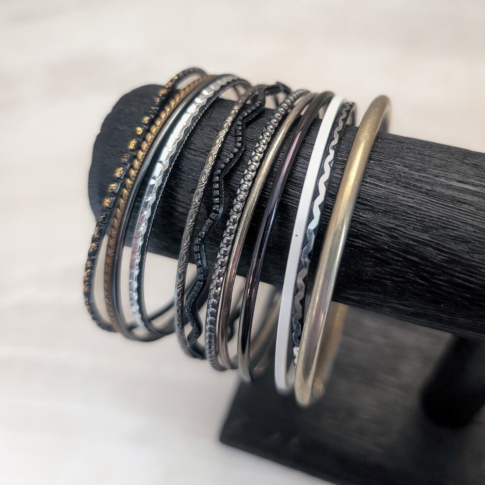 Bracelet Lot - 12 Assorted Bangles - Various Sizes & Condition